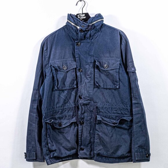 J Crew NX-631 Military Field Jacket Hooded Distressed Large Y2K Army Streetwear - Picture 1 of 14